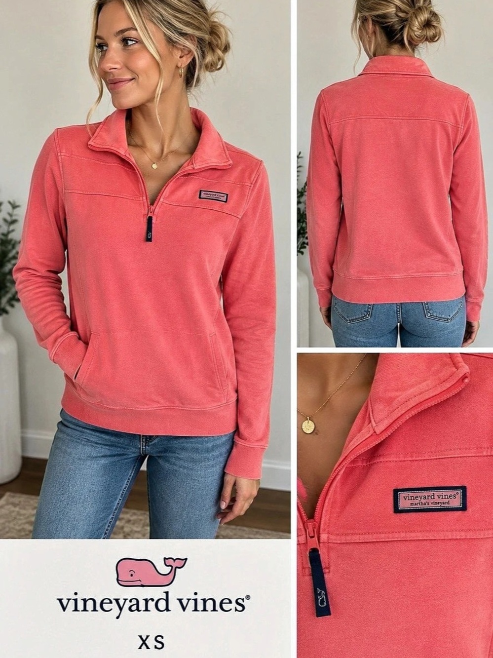 Vineyard Vines Quarter-Zip Pullover Pink XS